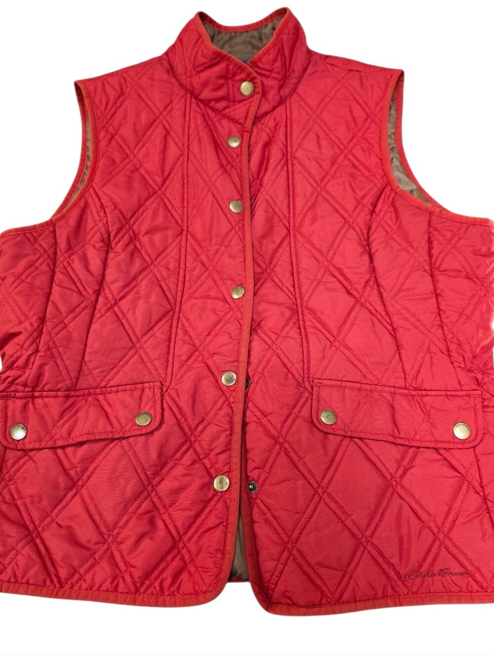 Eddie Baur Women's Quilted Reddish Orange Vest (Size: Large)